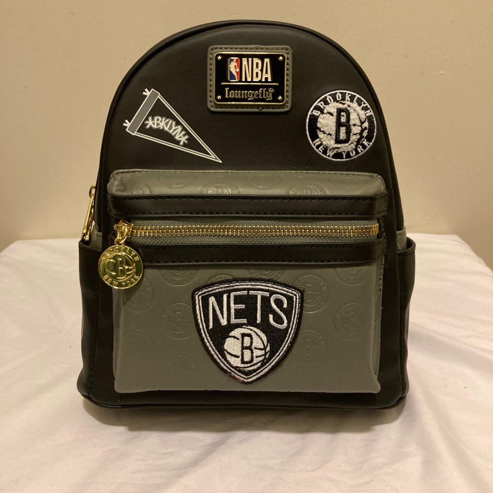 NWT Loungefly NBA Brooklyn Nets patch icons mini backpack
